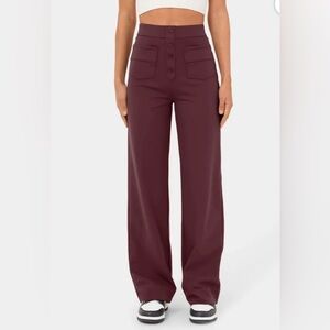 Halara High Waisted Faux Button Multi Pocket Straight Leg Casual Pant Medium